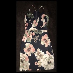 Navy blue Floral bodycon
